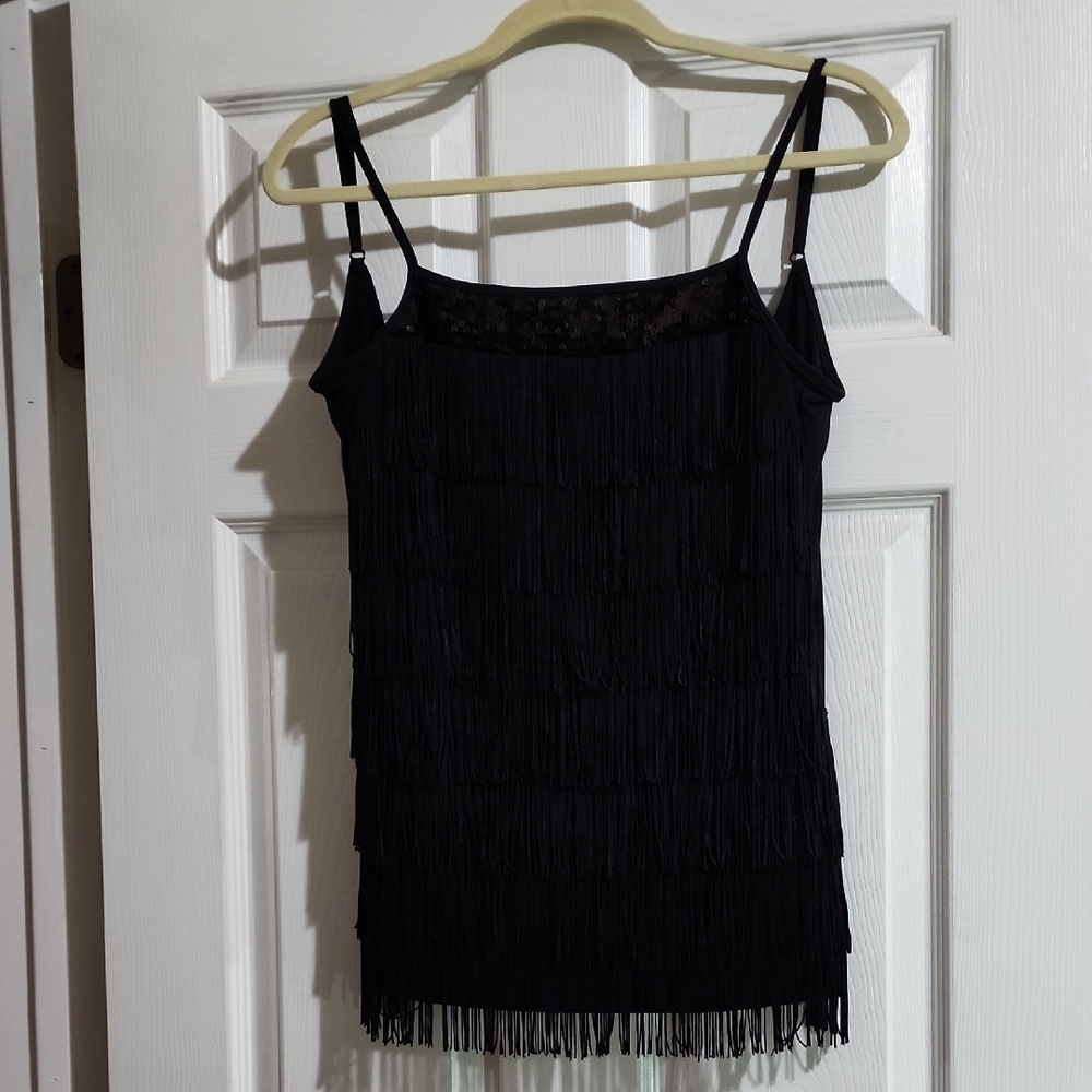 Express - Fringe Sequin Flapper Tank Blouse